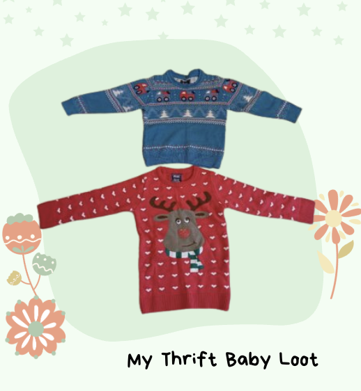 Preloved Set of 2 Christmas Holiday Sweaters (5-8 years)